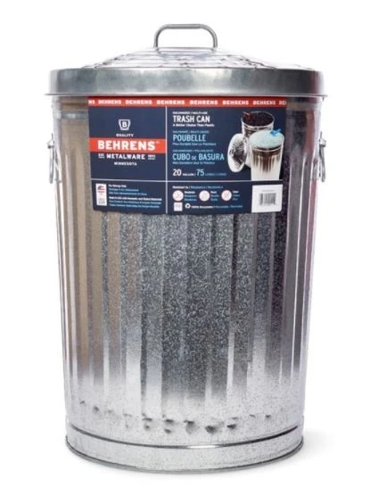 Behrens 20 Gallon Galvanized Steel Trash Can with Lid