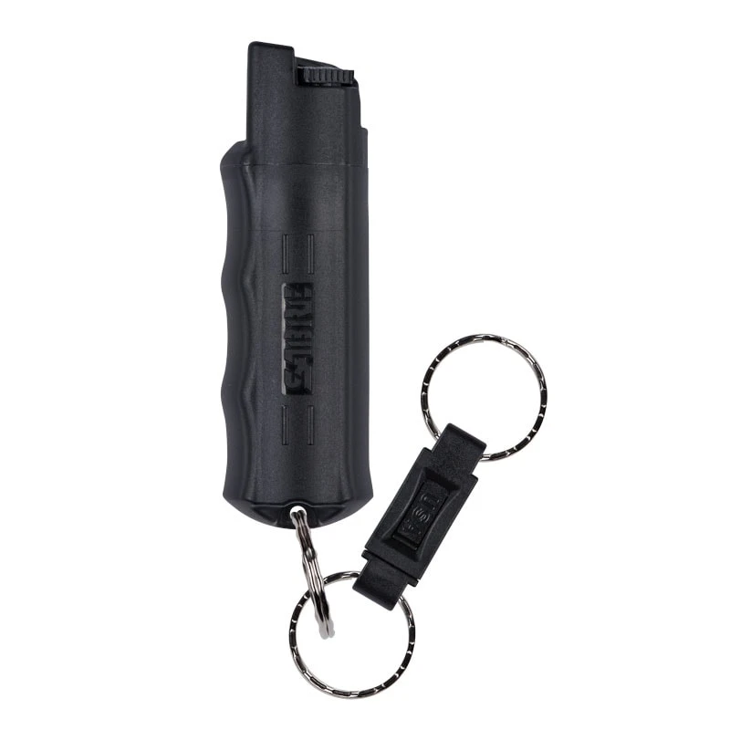 SABRE Black Pepper Spray Keychain with Quick Release Key Ring