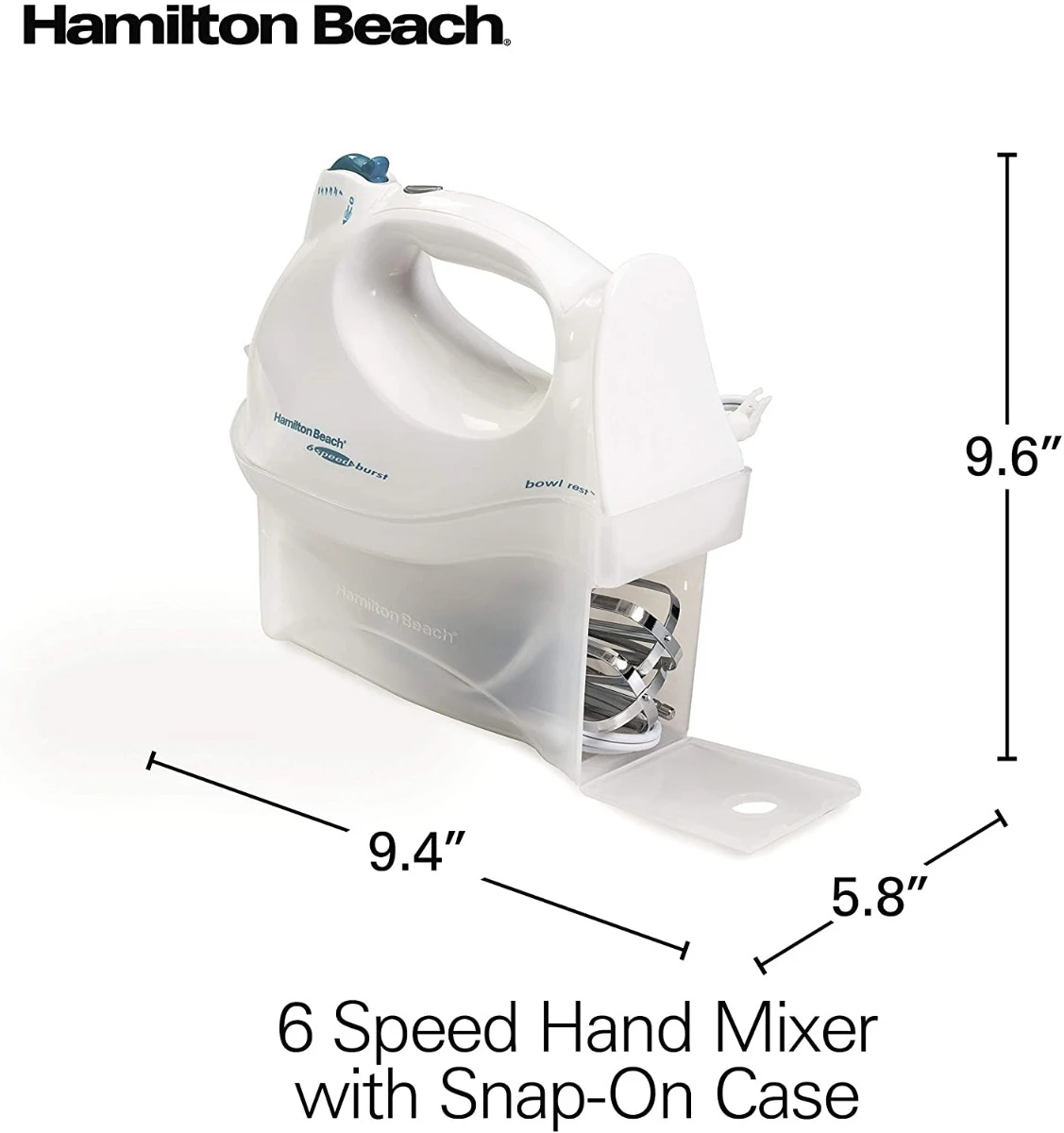 Hamilton Beach Power Deluxe 6-Speed Electric Hand Mixer with Snap-On Storage Case - Image 8
