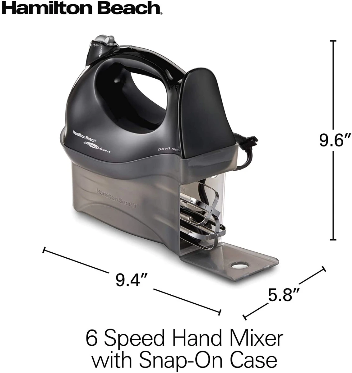 Hamilton Beach Hand Mixer with Snap-On Case - Black - Image 8