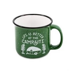 Camco Life is Better at the Campsite Speckled Mug, Green, RV Design