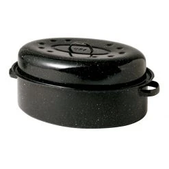 Cinsa Covered Oval Roaster, Black 19x13.5